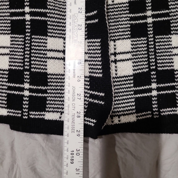 AVA COUTURE black and White oversized plaid chunky sweater jacket w/tie SZ XL - Picture 9 of 11